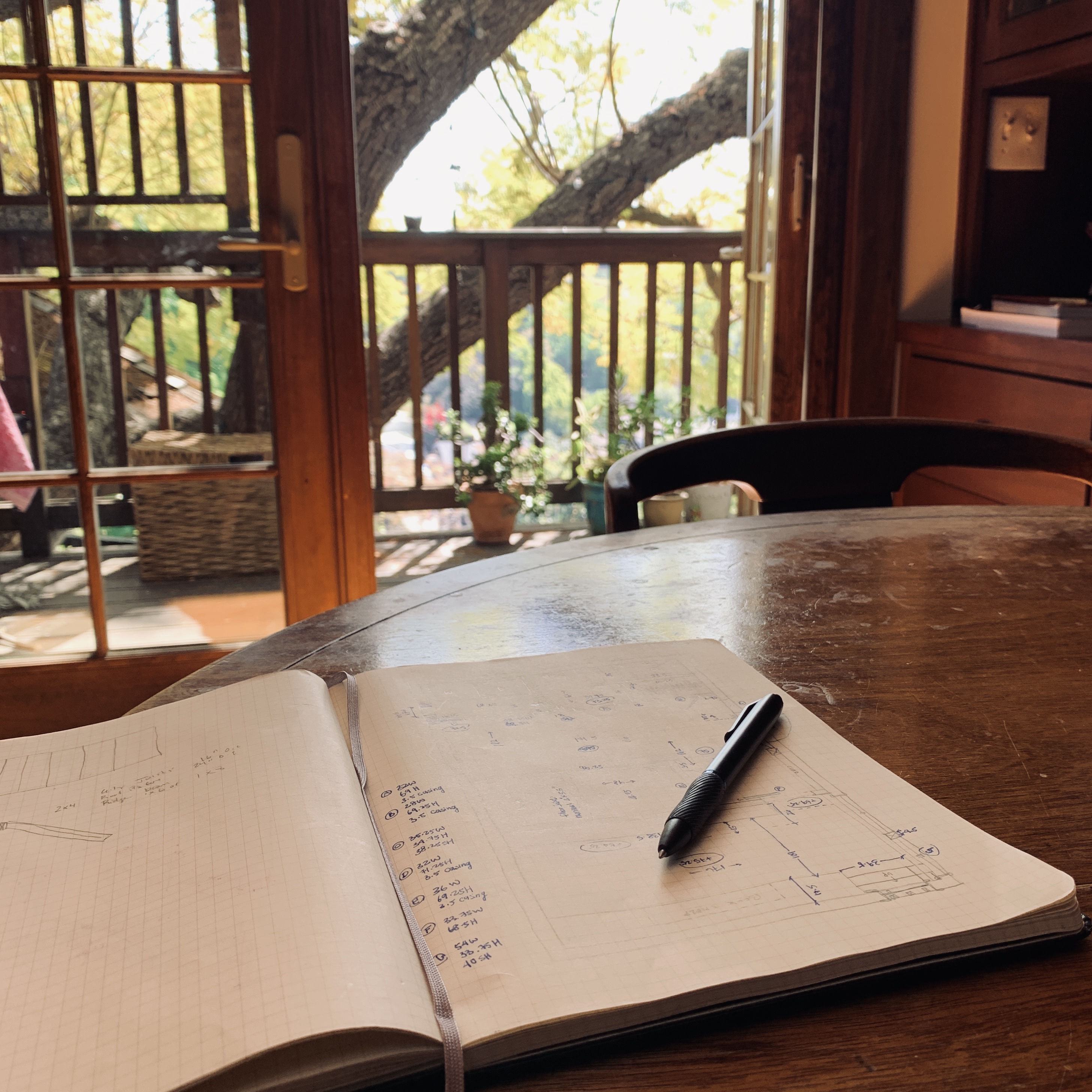 An open sketchbook